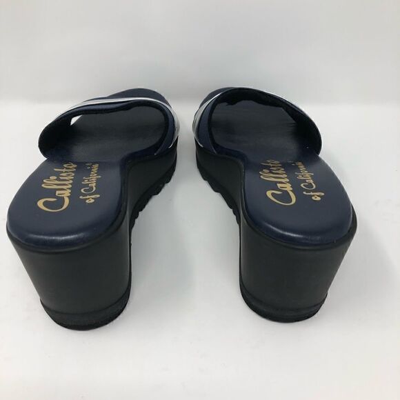 Callisto 8 NWOT Blue Silver Resort Vacation Platform Sandals Mules - Picture 5 of 5